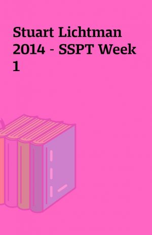 Stuart Lichtman 2014 – SSPT Week 1